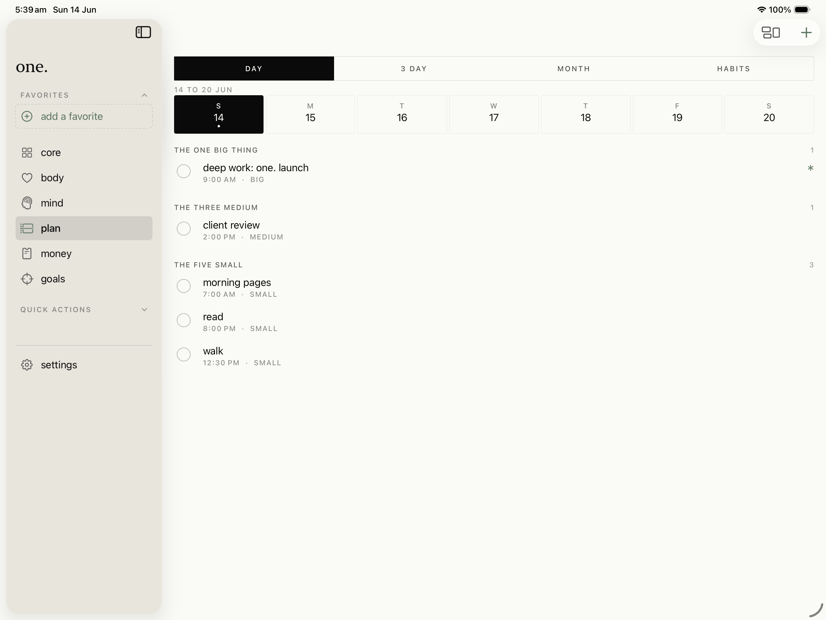 the planner on iPad