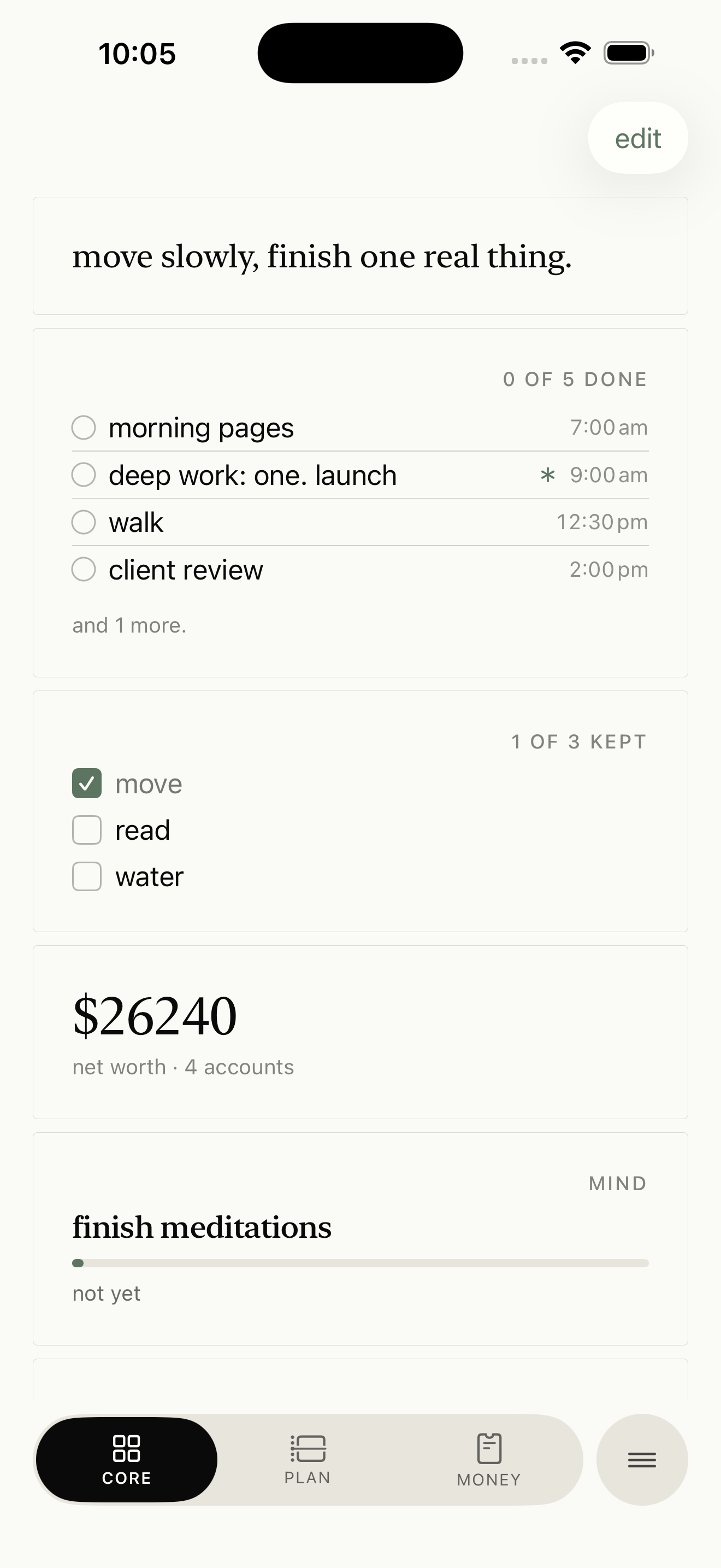 the one. dashboard on iPhone