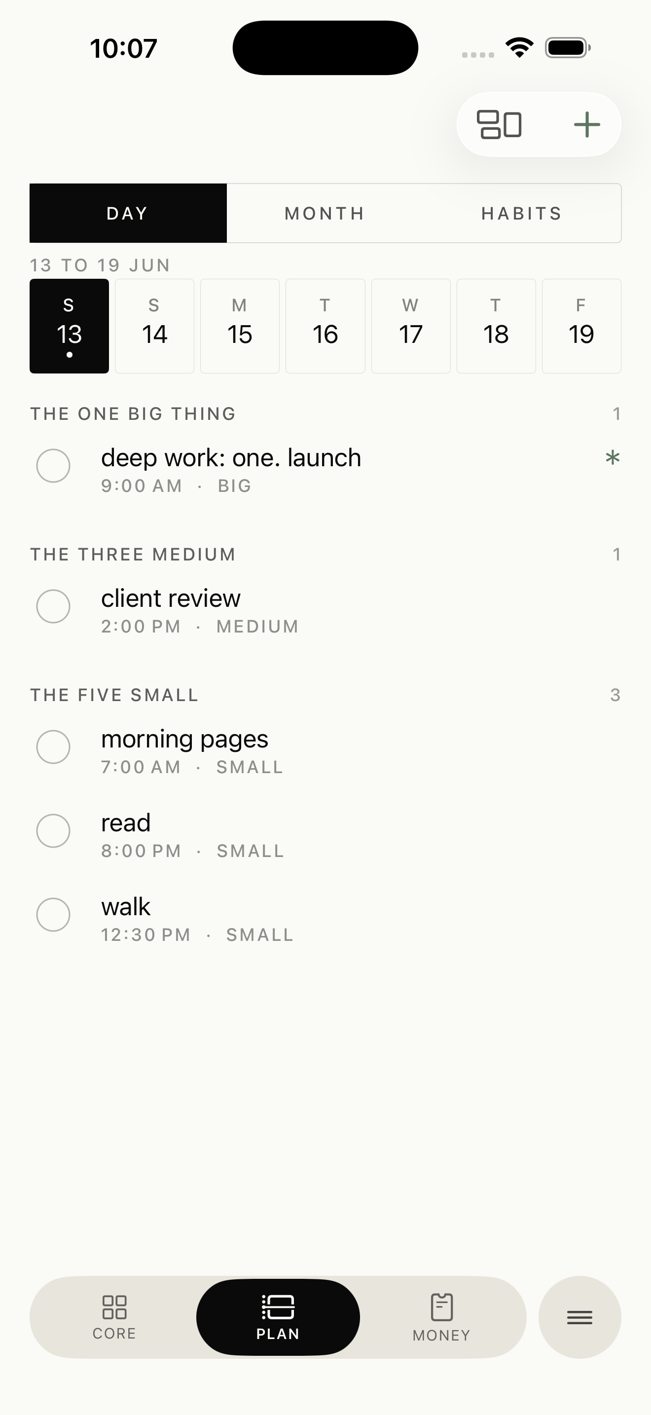 the planner on iPhone